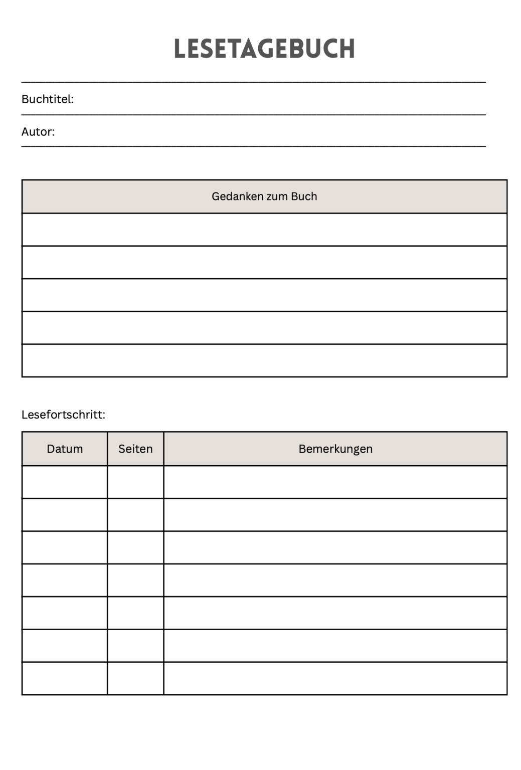Lesetagebuch & Lesejournal - Vorlagen und Ideen